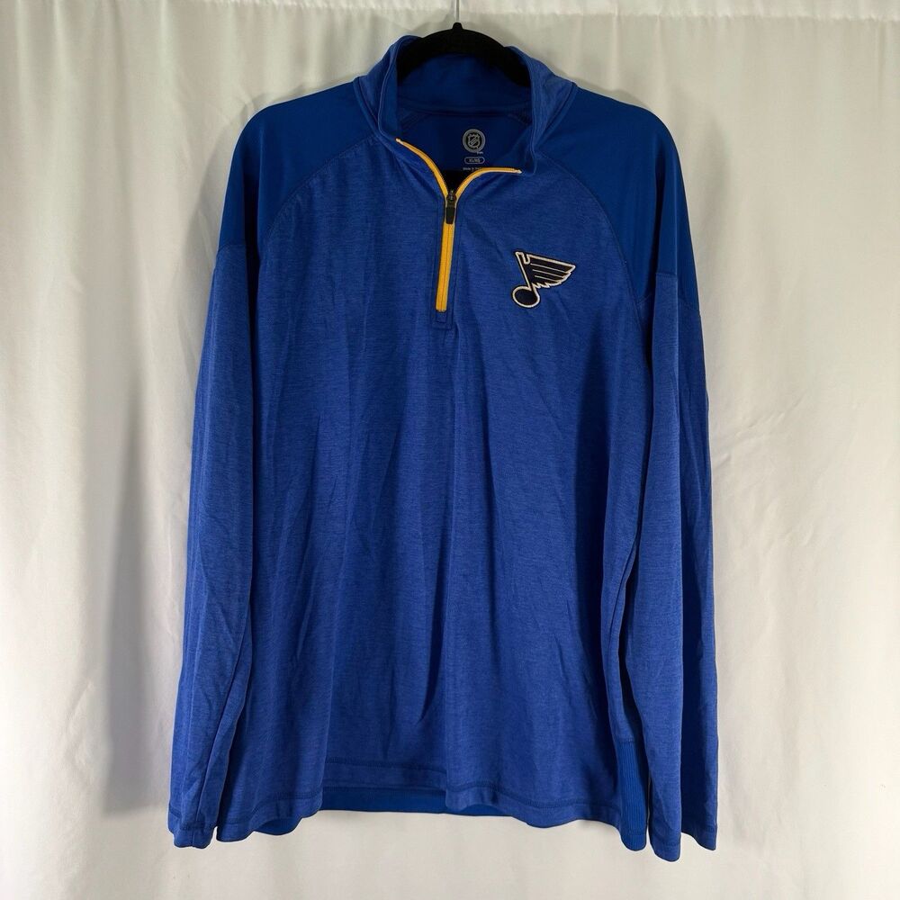 St Louis Blues 1/4 Zip Men's XL Heathered Blue Long Sleeve NHL Turtleneck